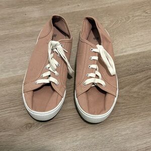 H&M Dusty Rose Canvas Lace-Up Sneakers with White Soles